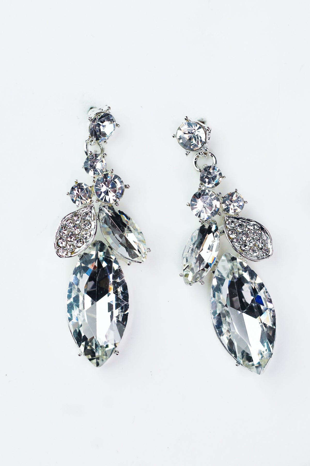 3 Stone Almond &amp; Filled Almond Dangle Earring
