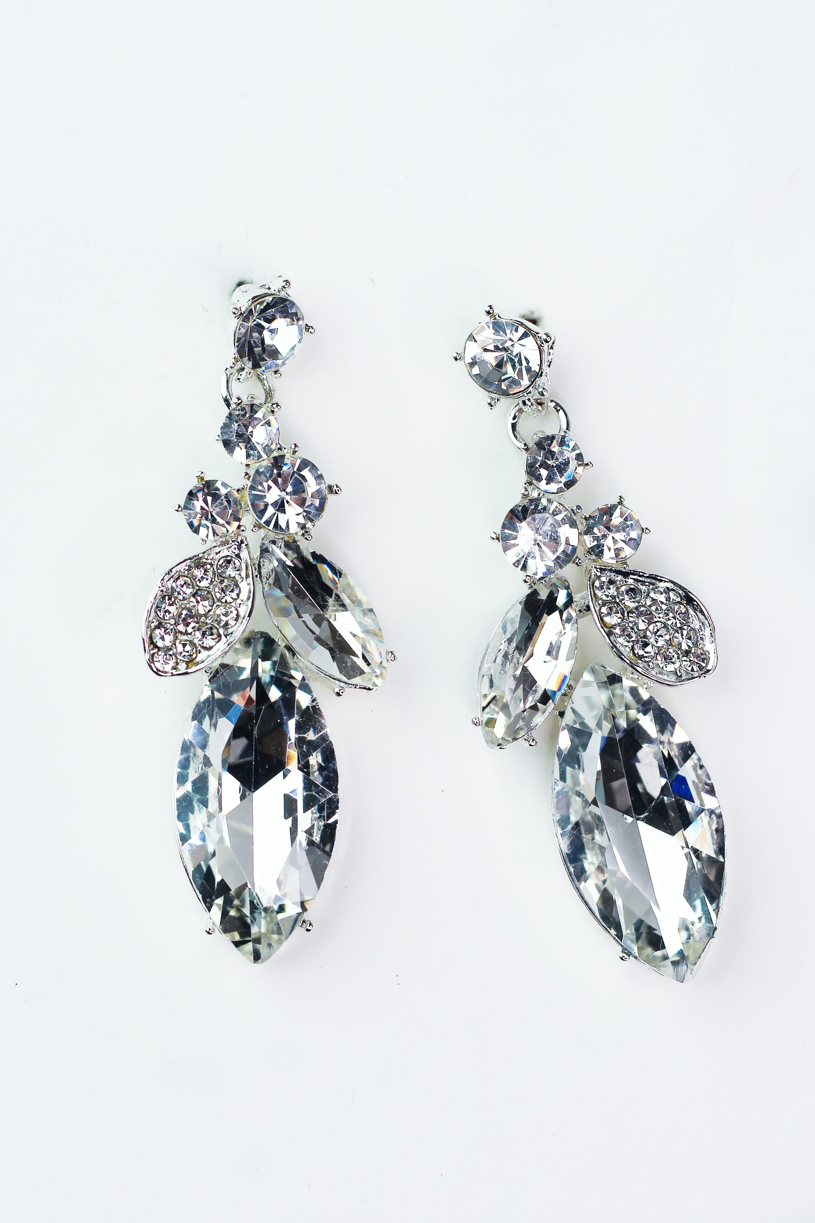 3 Stone Almond & Filled Almond Dangle Earring