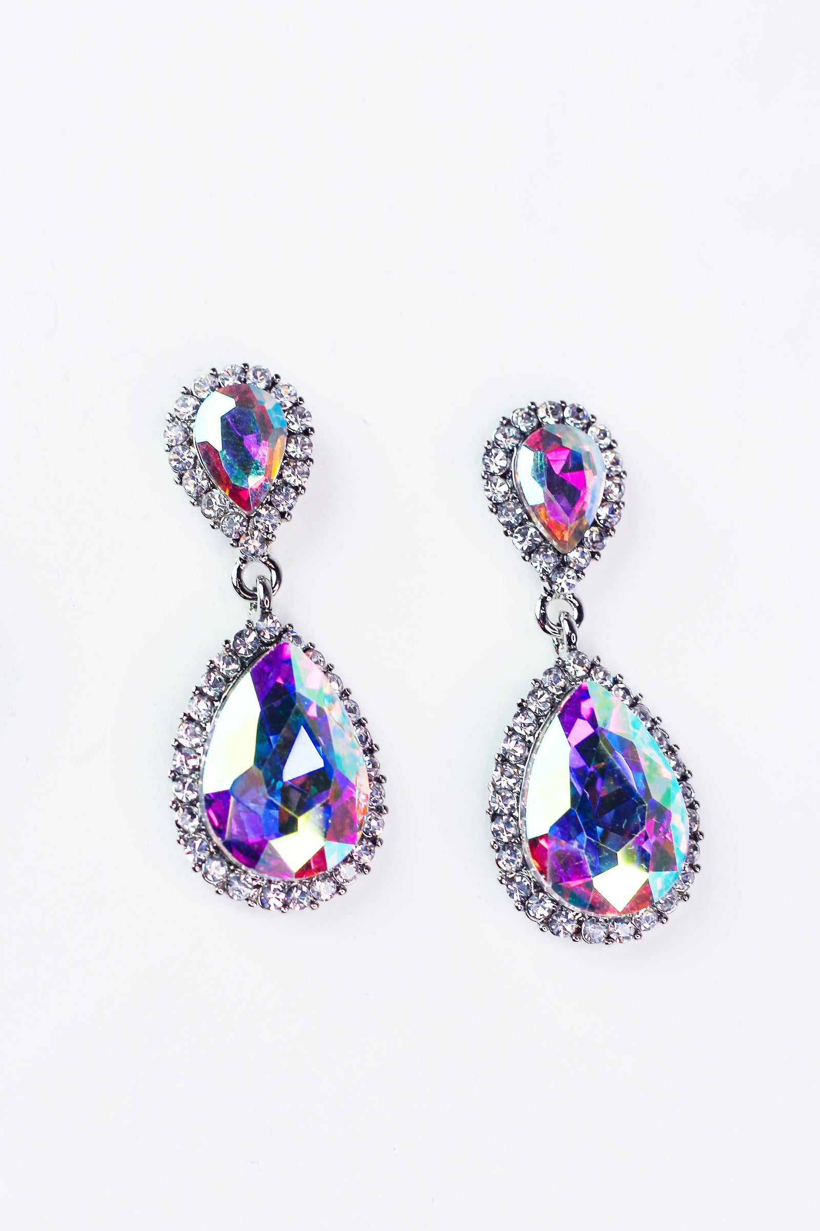 Teardrop Rhinestone Trim Earring