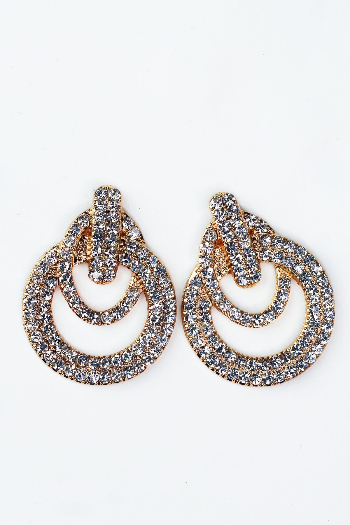Intertwined Oval &amp; Circle Rhinestone Earrings