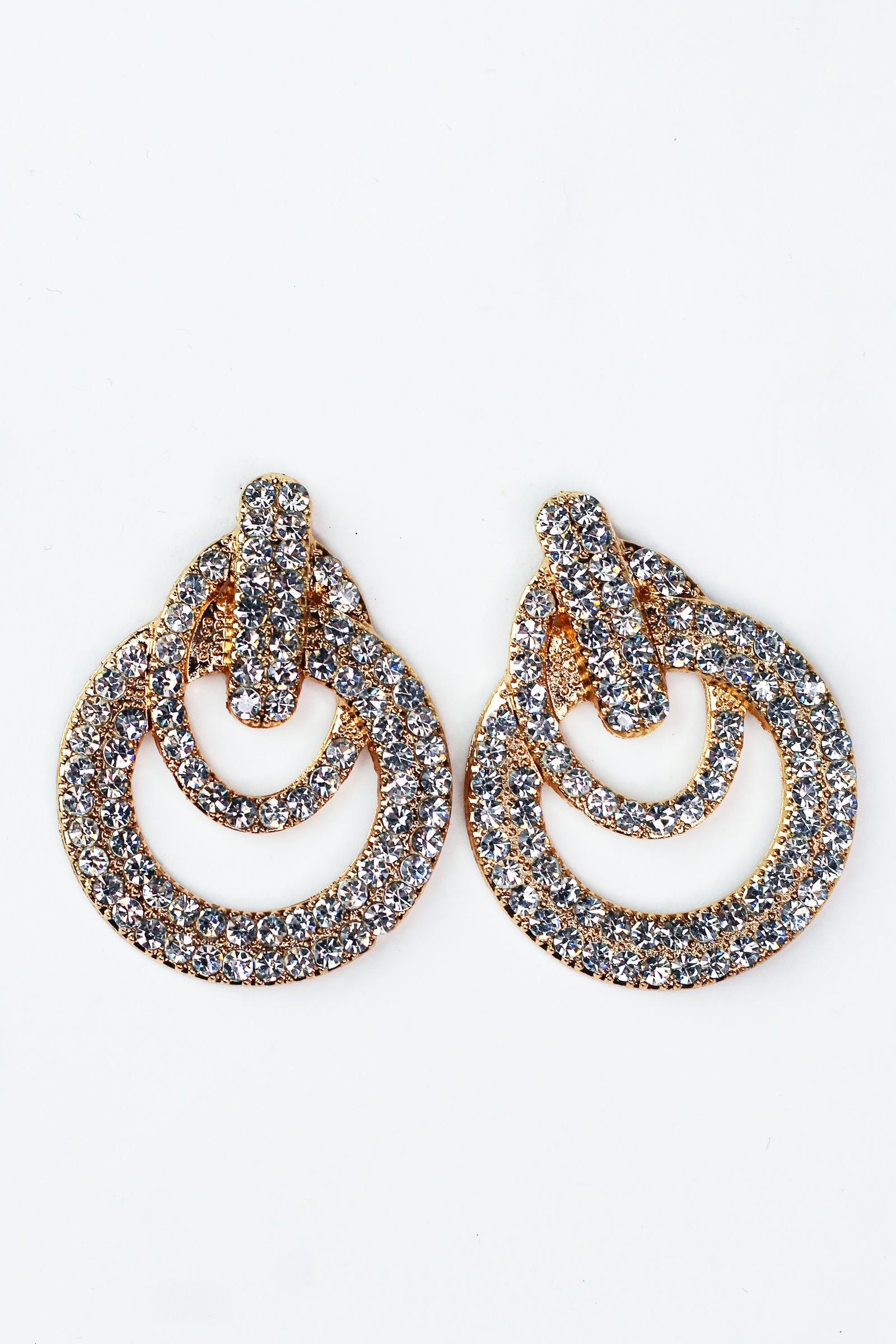 Intertwined Oval & Circle Rhinestone Earrings