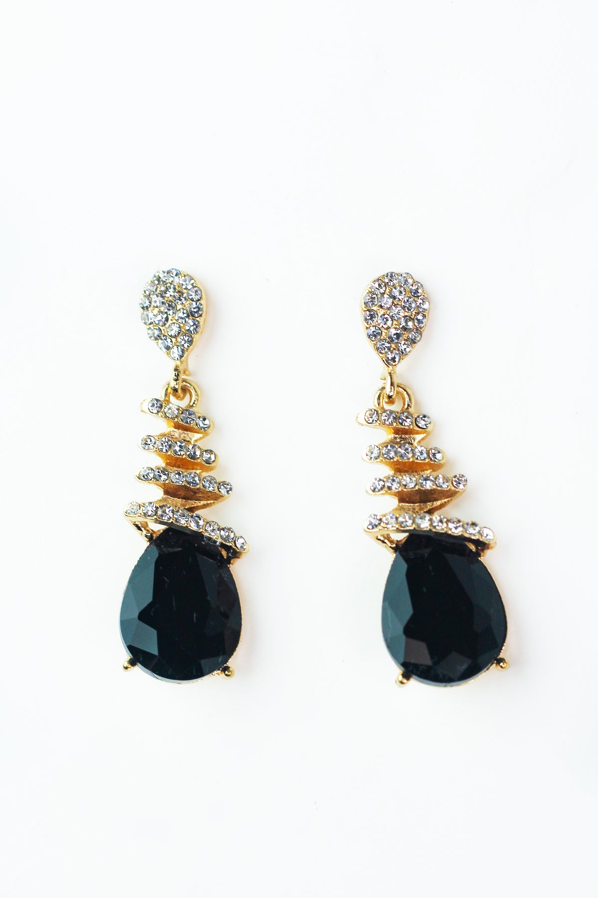 Cascading Rhinestone Over Teardrop Earrings