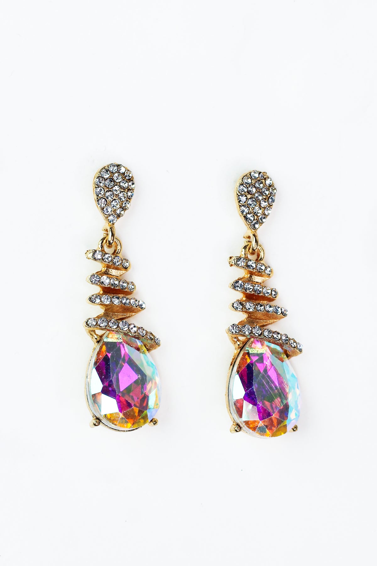 Cascading Rhinestone Over Teardrop Earrings