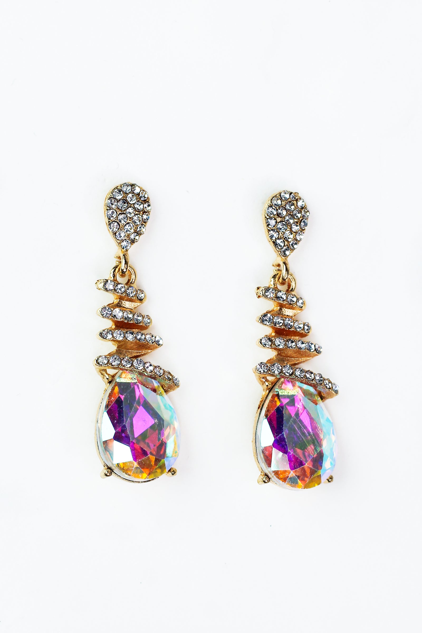 Cascading Rhinestone Over Teardrop Earrings