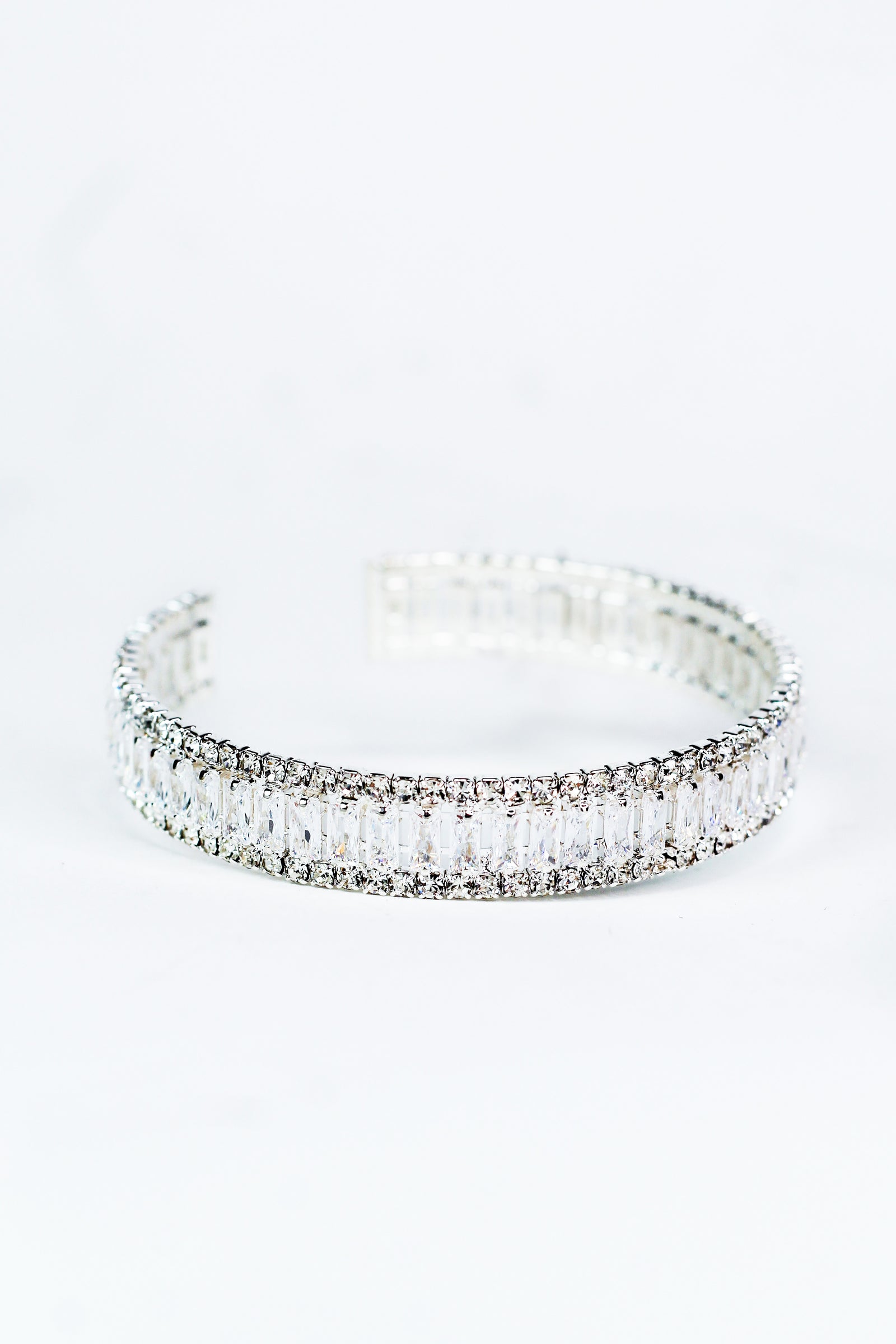 Baguette Row Middle Thin Rhinestone Cuff - Glitz & Ears Boutique