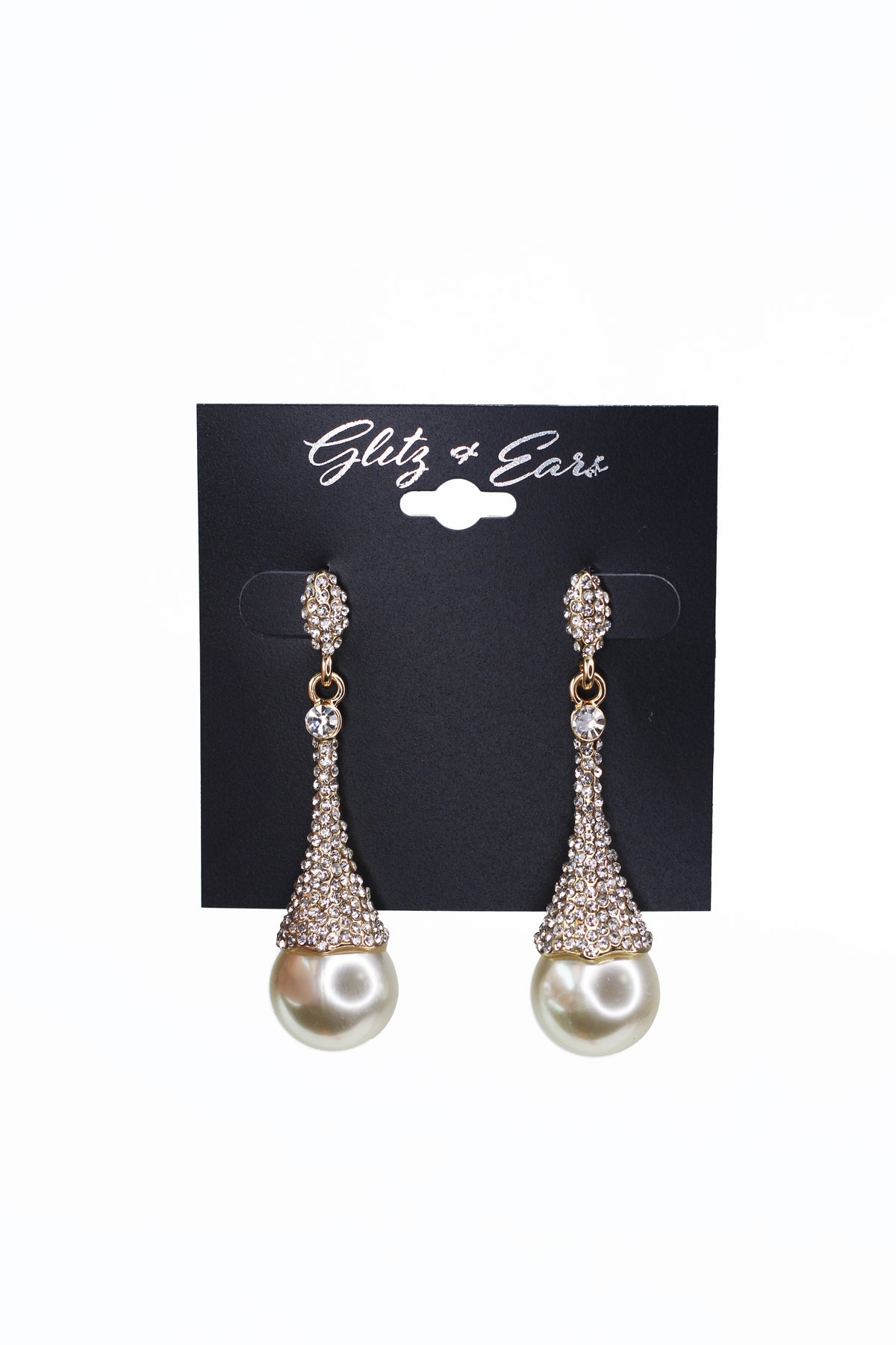 Rhinestone Cone Top Large Pearl Earring