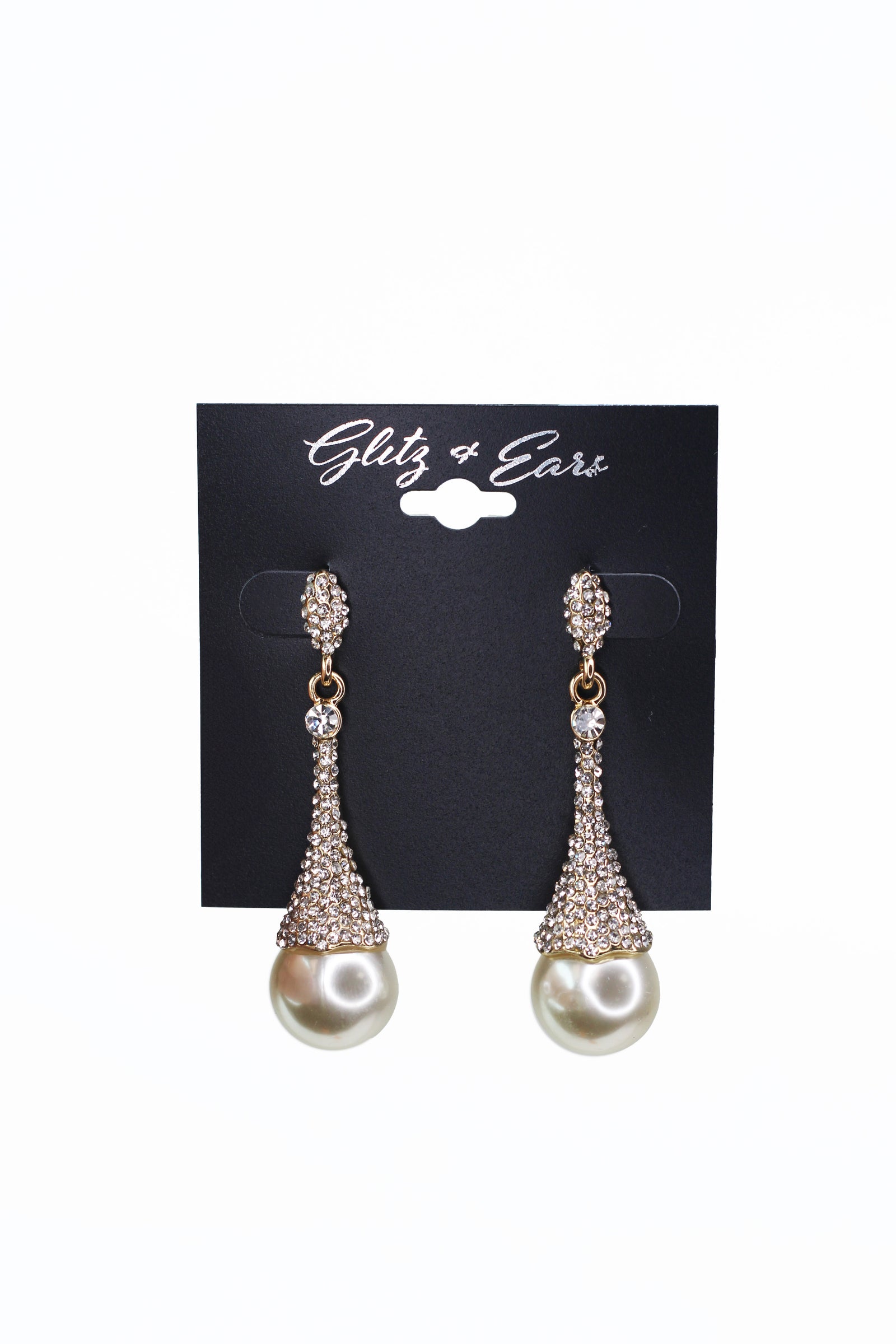 Rhinestone Cone Top Large Pearl Earring