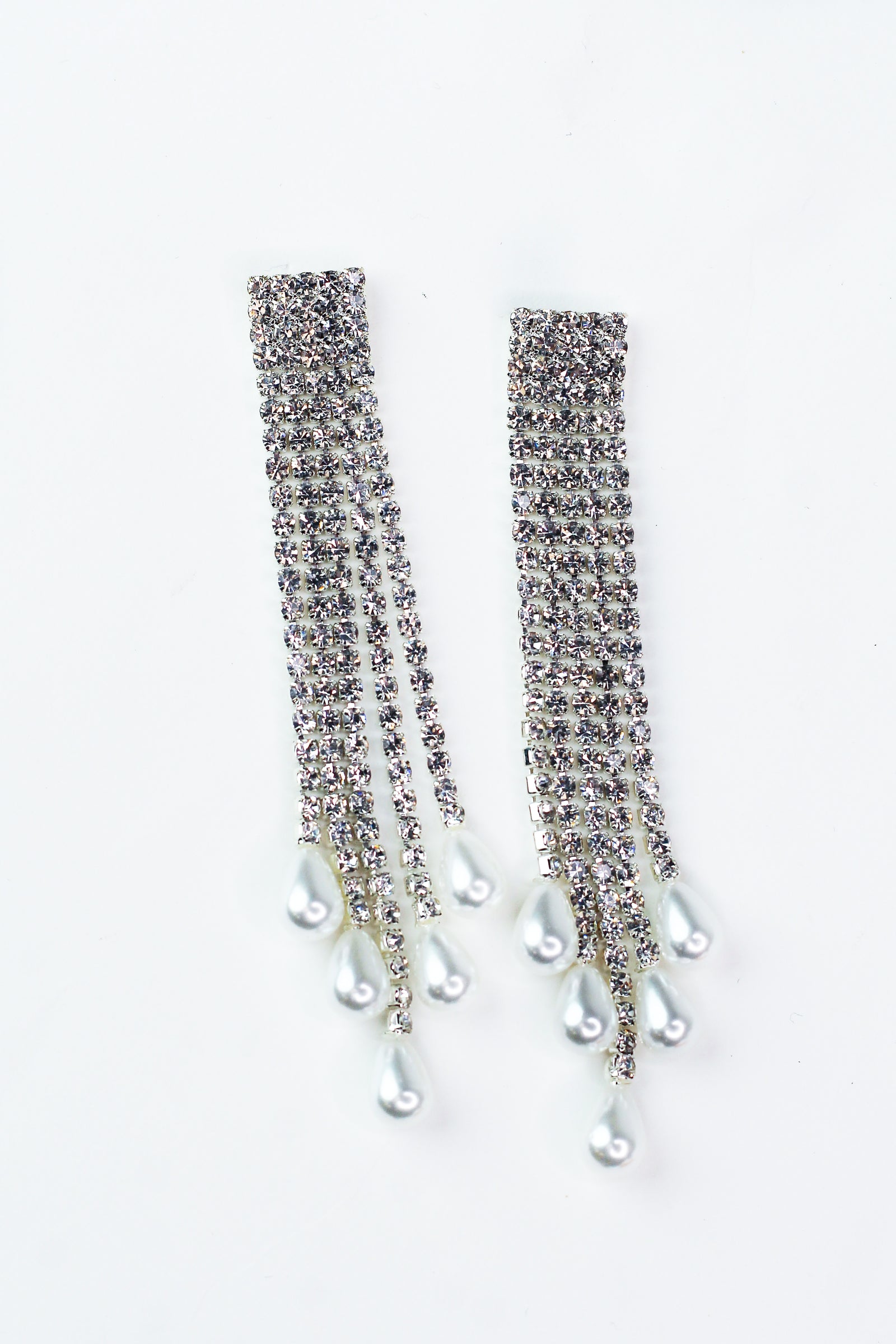 Five Row Dangle Teardrop Pearl Ends Earring