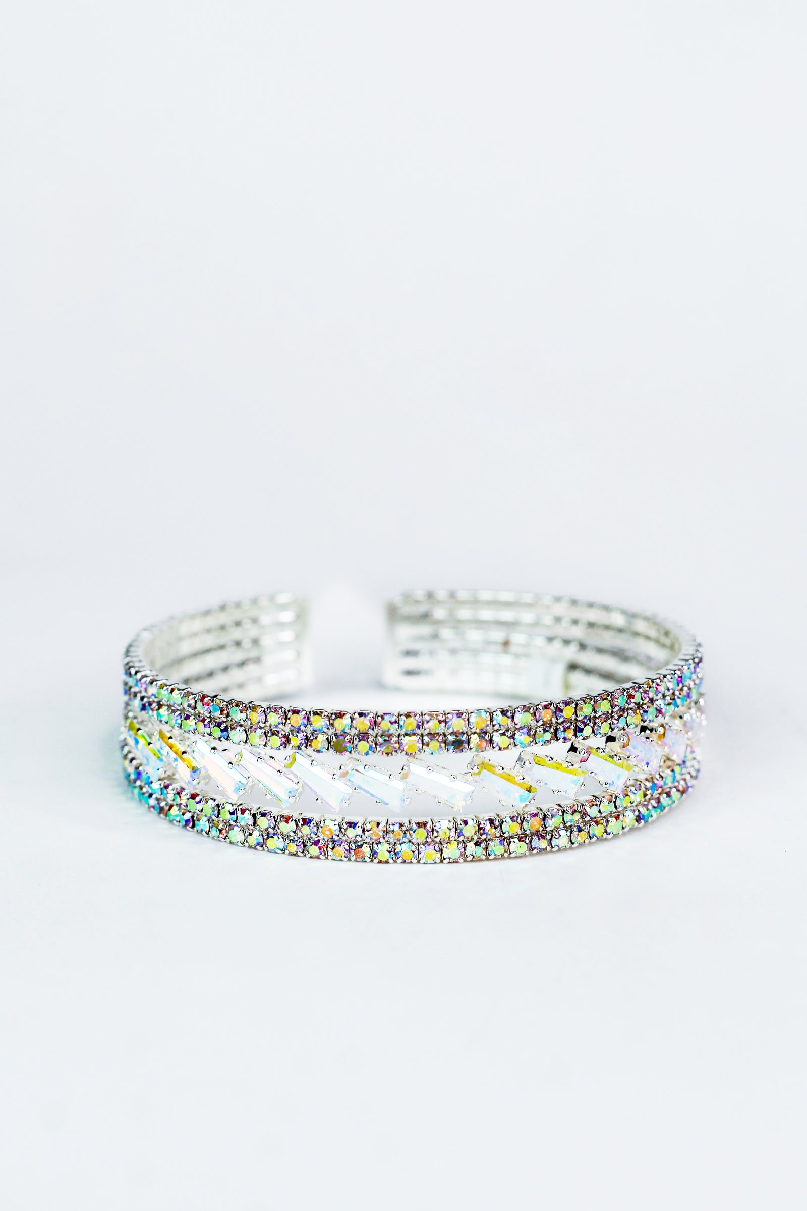 Rhinestone Cuff with Slanted Baguette Row Middle