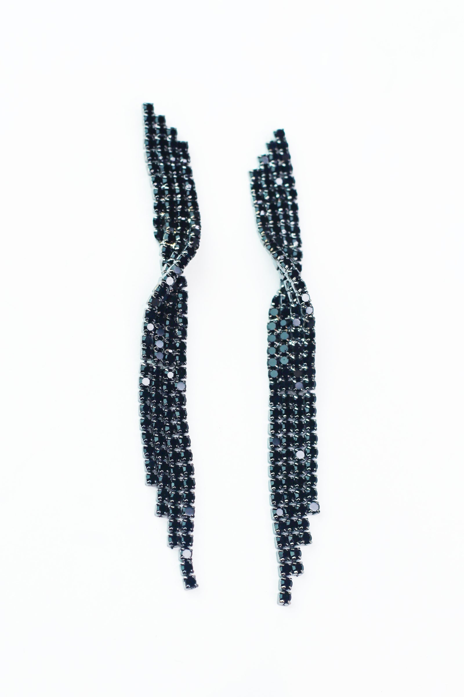 Four Row Crossover Middle Long Dangle Earring