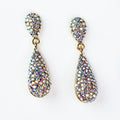 Rounded All Rhinestone Two Teardrop Earring