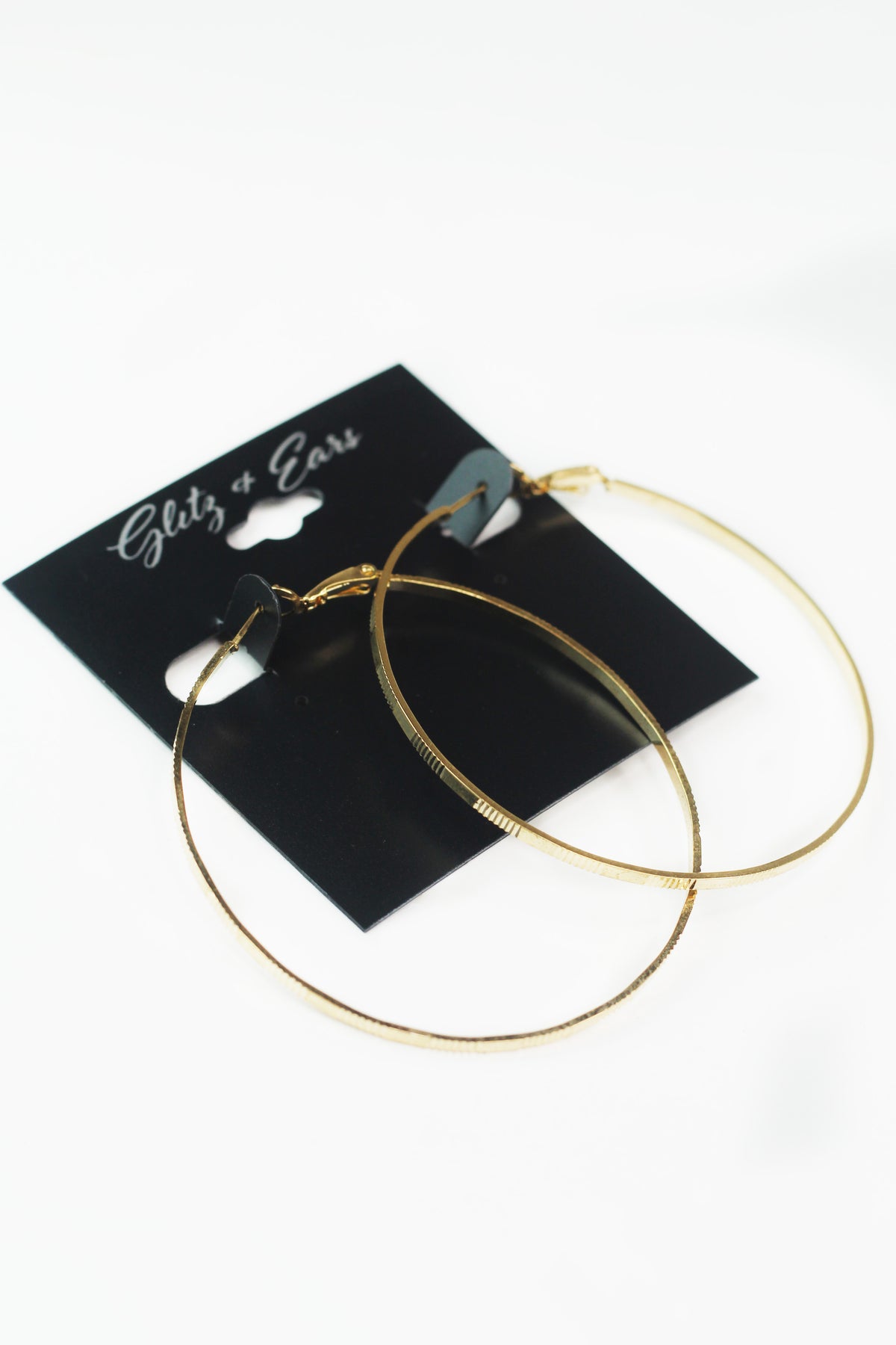 Textured Pattern Skinny Medium Hoop