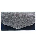 Rhinestone Curved Flap Metallic Clutch