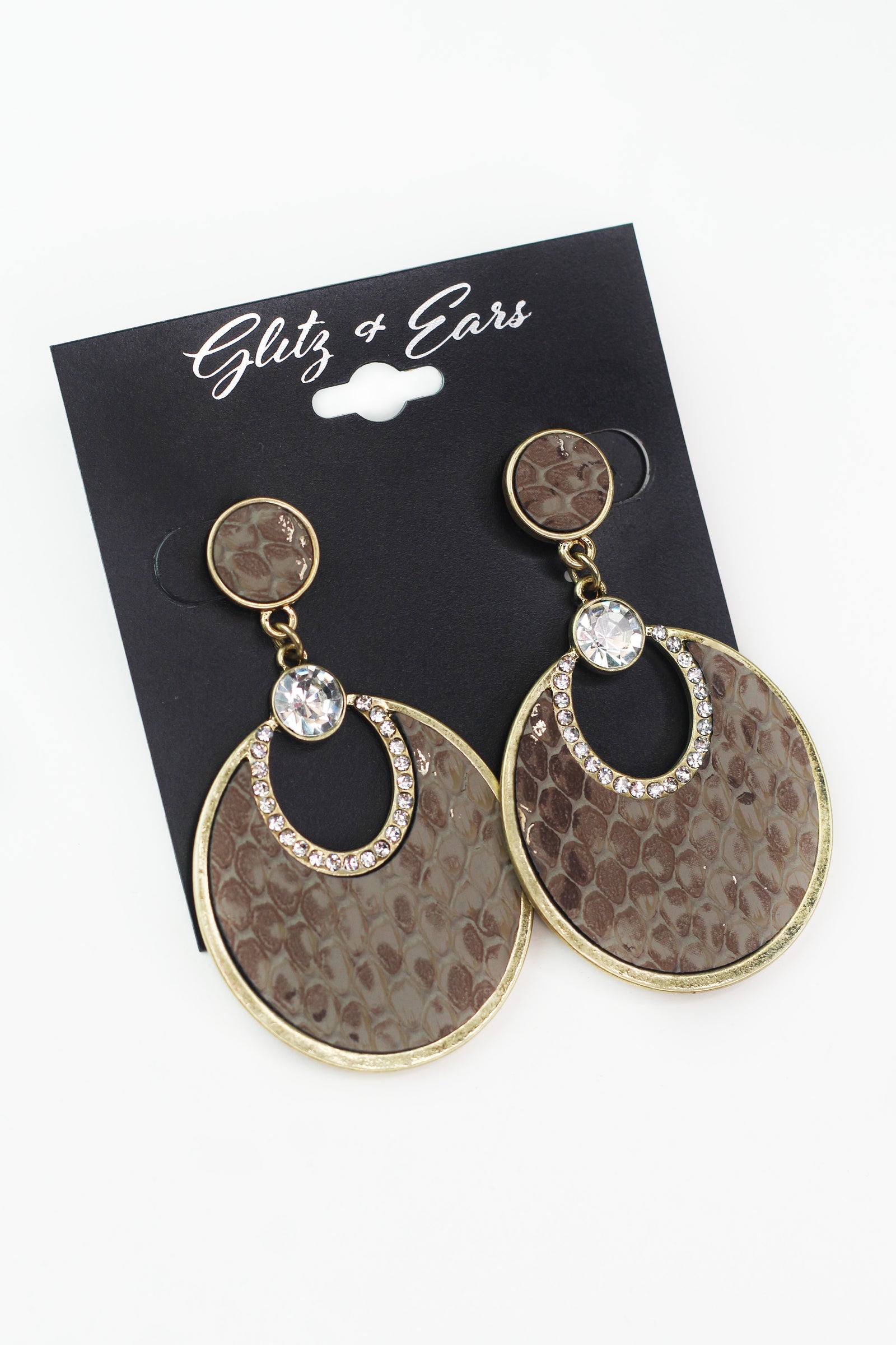Filled Leather Snake Bottom Open Top Earring