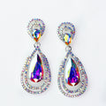Two Spaced Row Trim Narrow Teardrop Earring