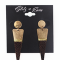 Leather Snake Print Point Metal Top Earring