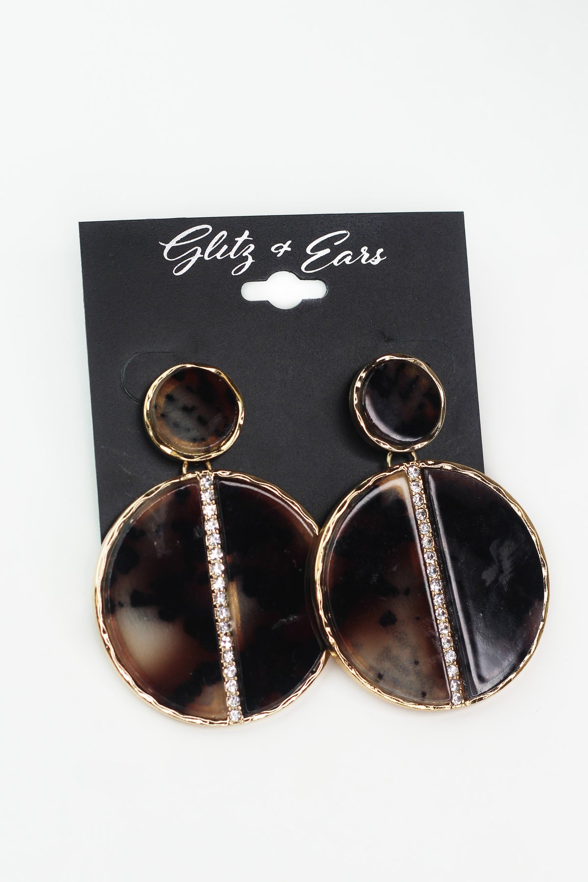 Rhinestone Strip Marble Snake Circle Earring