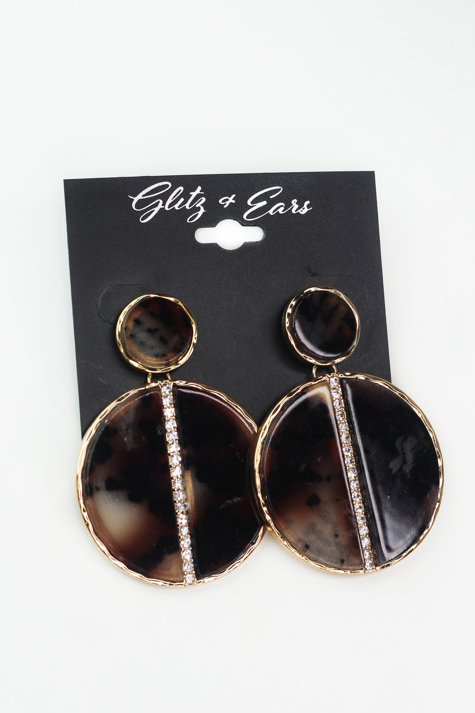 Rhinestone Strip Marble Snake Circle Earring