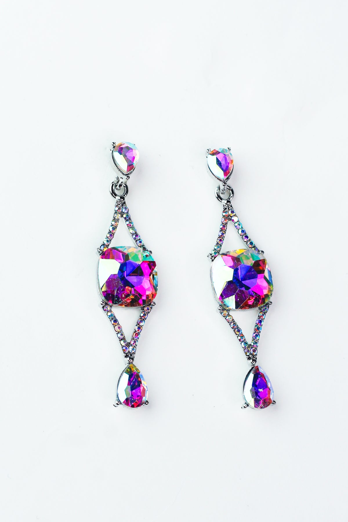 Open Point Cushion Stone Middle Earring