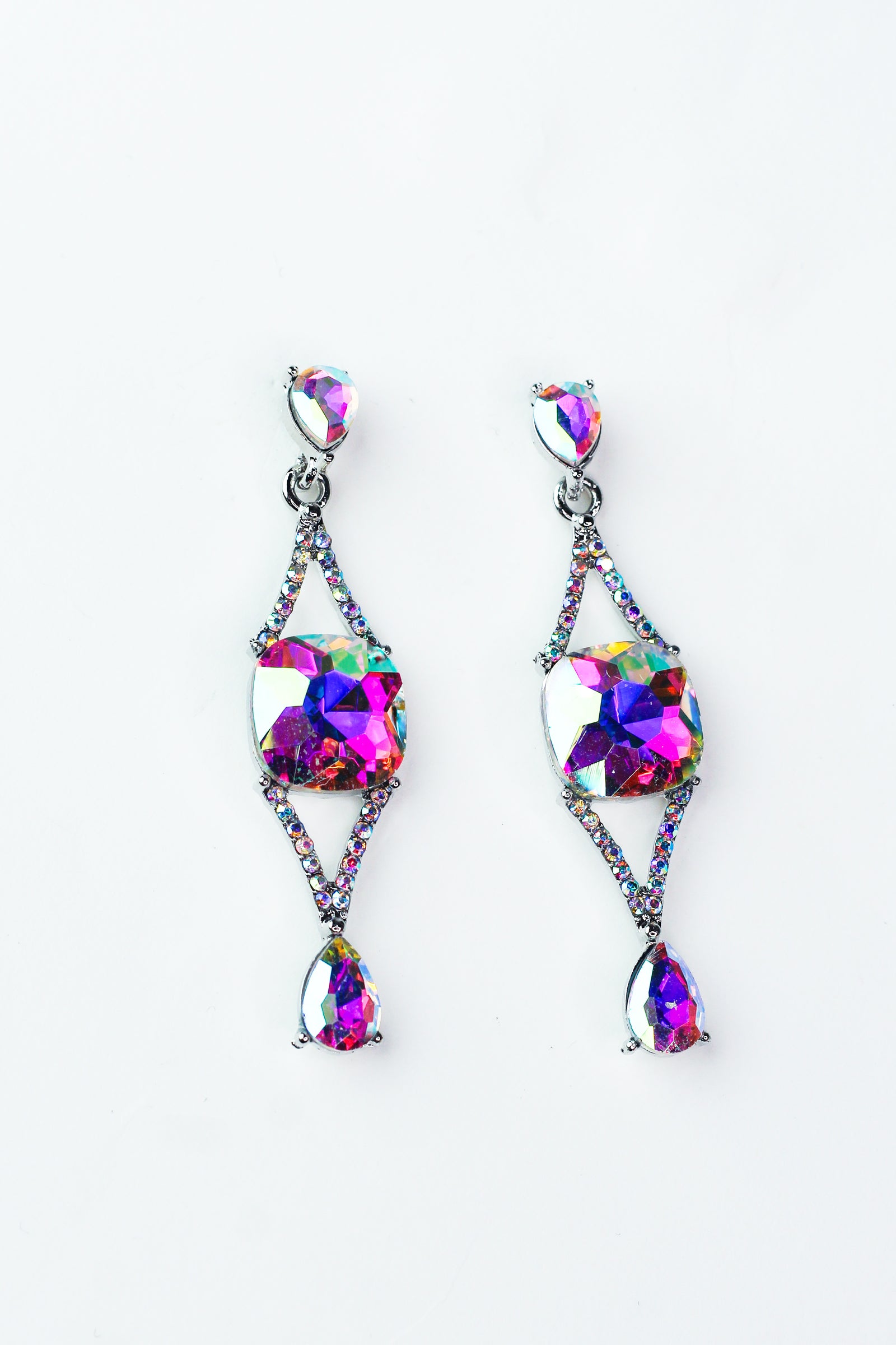 Open Point Cushion Stone Middle Earring