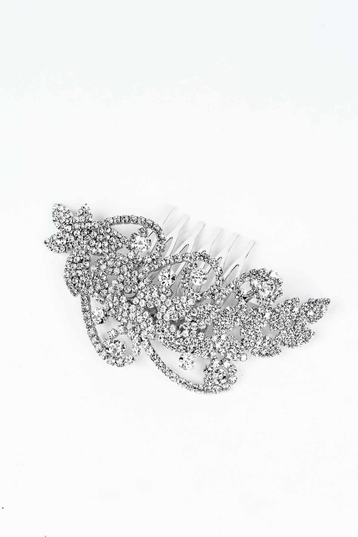 Filled Almond & Swirl Scatter Stone Hair Comb