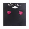 Tiny Rhinestone Heart Stud Earrings
