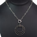 Chain Necklace w/ Toggle and Triple Circle Pave Rhinestone Pendant