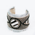 Teardrop & Circle Cowhide Beaded Cuff w/ Fringe (SALE)