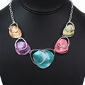 Metal & Epoxy Open Loops & Shapes Necklace