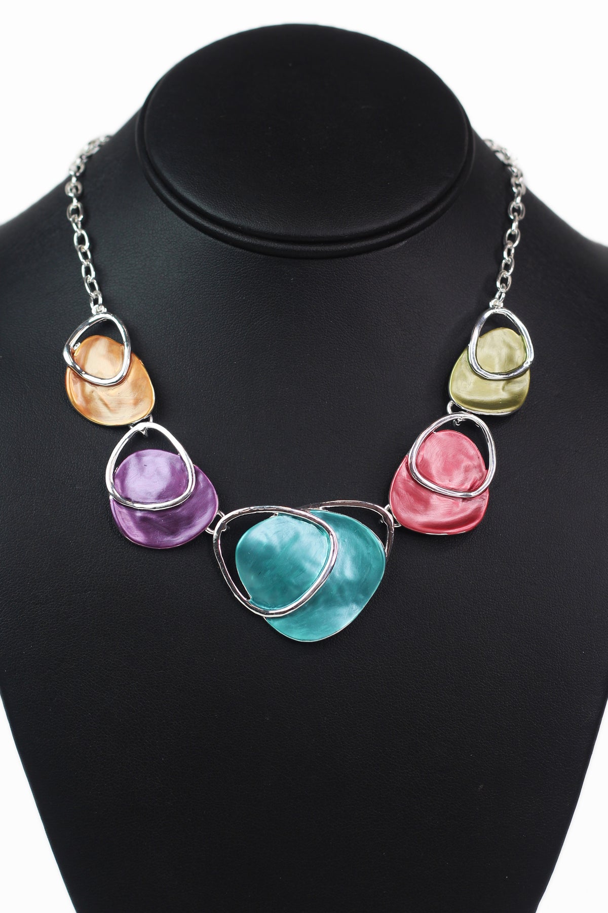 Metal &amp; Epoxy Open Loops &amp; Shapes Necklace