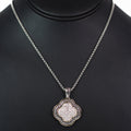Two Toned Pave Rhinestone Clover Pendant Necklace