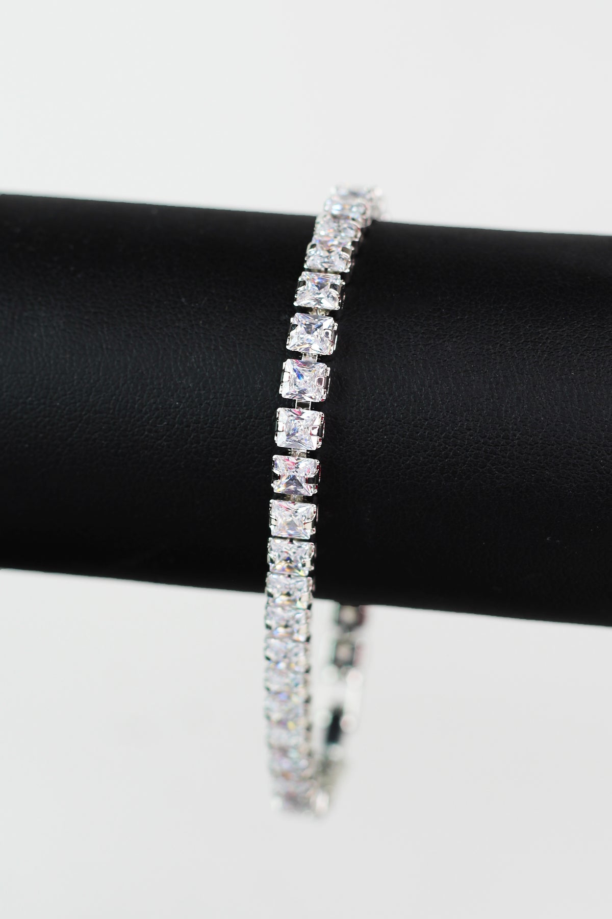 Single Row Square Rhinestone Tennis Bracelet