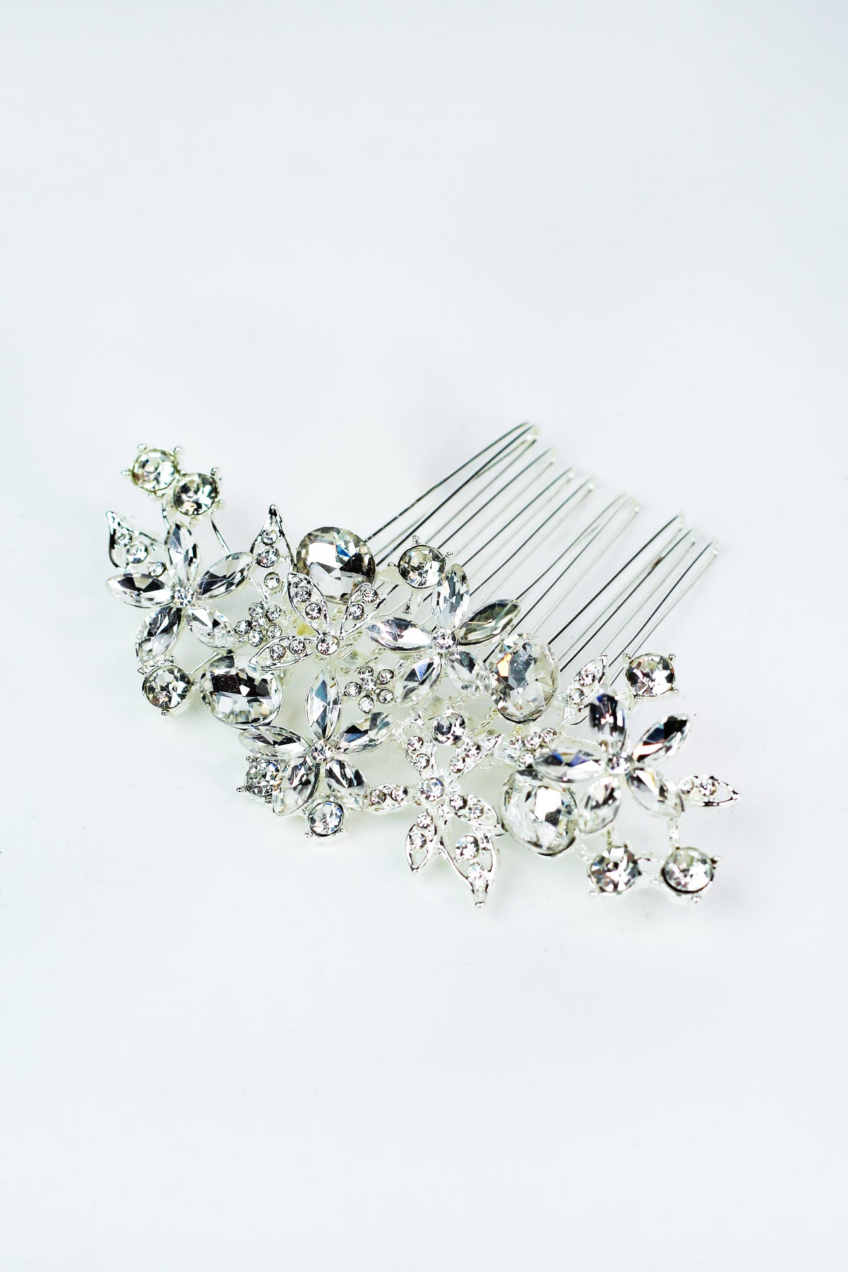 Rhinestone Leaves &amp; Teardrop Petals Hair Comb - Glitz &amp; Ears Boutique