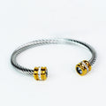 Twisted Rope Cuff w/ Gold Pave & Gemstone Ends