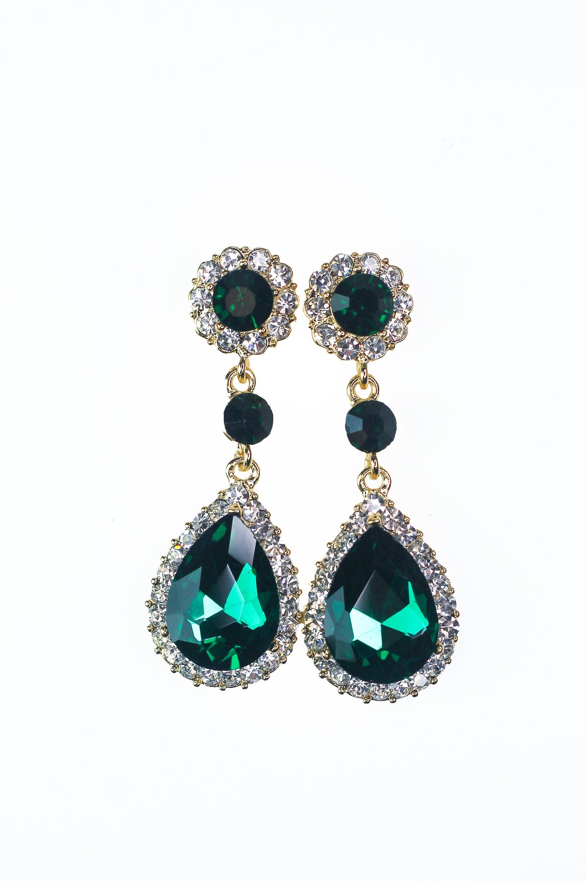 Flower, Circle Stone, Teardrop with Trim Earring