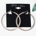 Rhinestone Center & Outer Lever Back Hoop Earrings