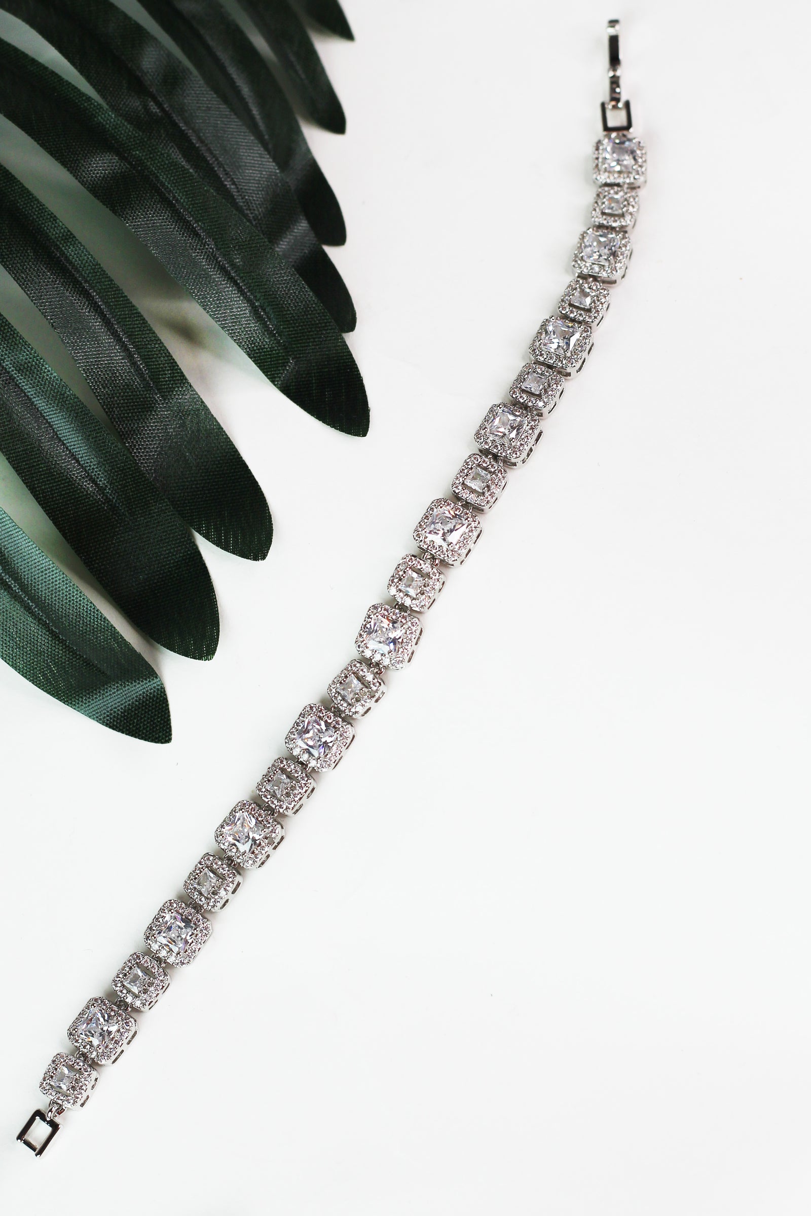 Pave Trimmed Small & Medium Squares Tennis Bracelet