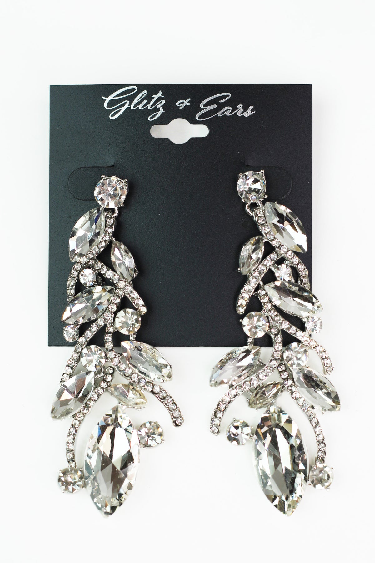 Multisize Round &amp; Marquis Rhinestones &amp; Vines Earrings