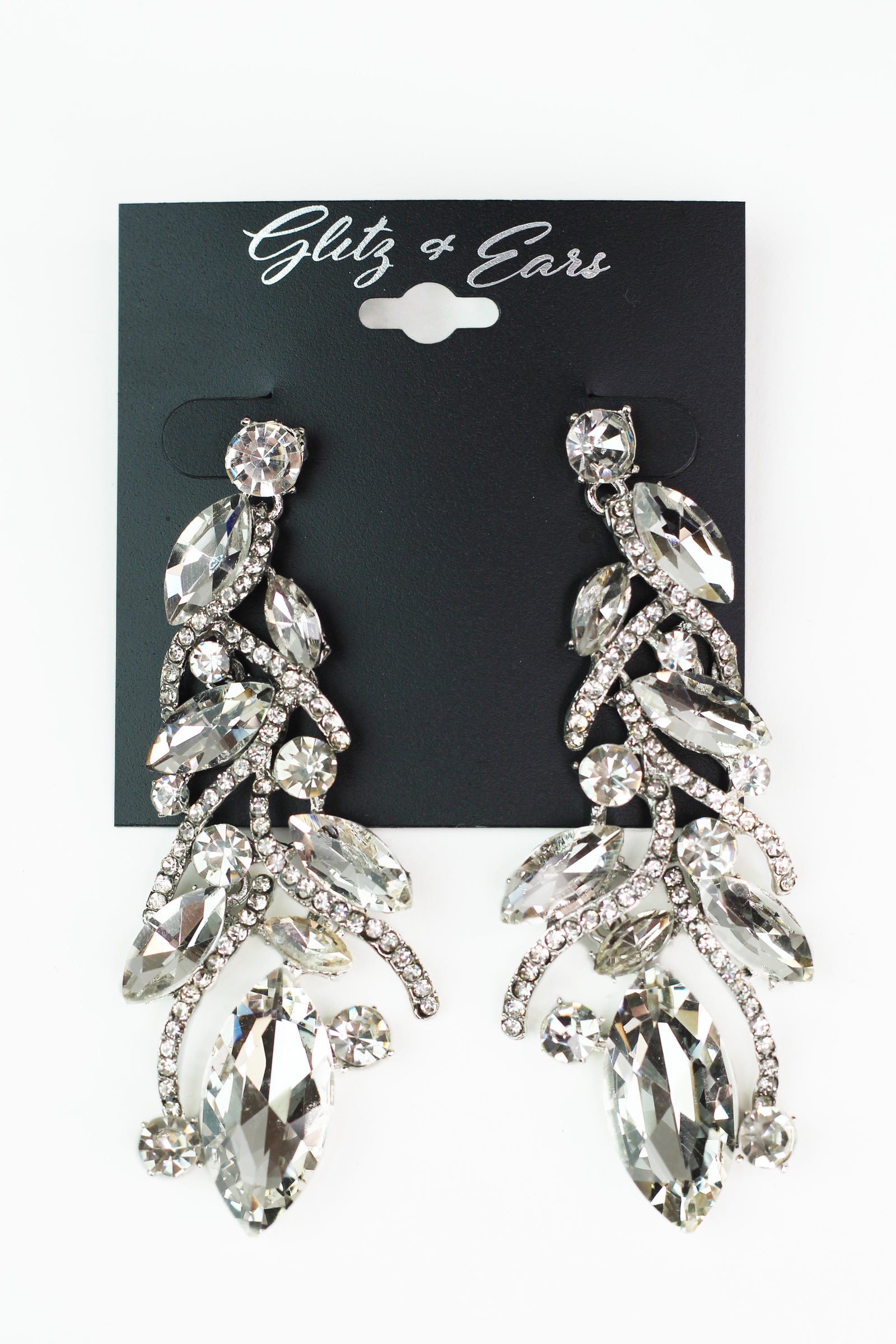 Multisize Round & Marquis Rhinestones & Vines Earrings