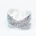 6 Row Rhinestone Criss Cross Cuff Bracelet