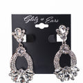 Teardrop & Pave Rhinestone Dangling Clip Earrings