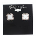 Large Rhinestone Trimmed Clover Stud Earrings