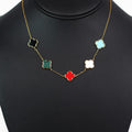 Dainty Chain 5 Multicolored Clover Necklace