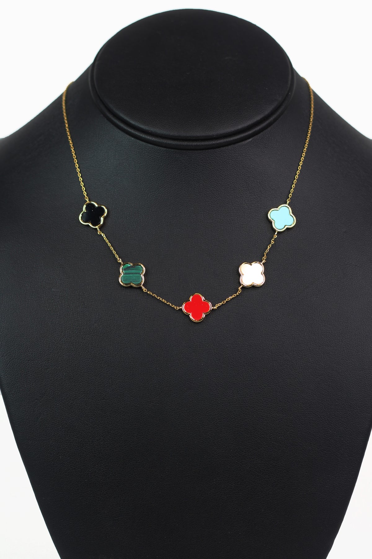 Dainty Chain 5 Multicolored Clover Necklace
