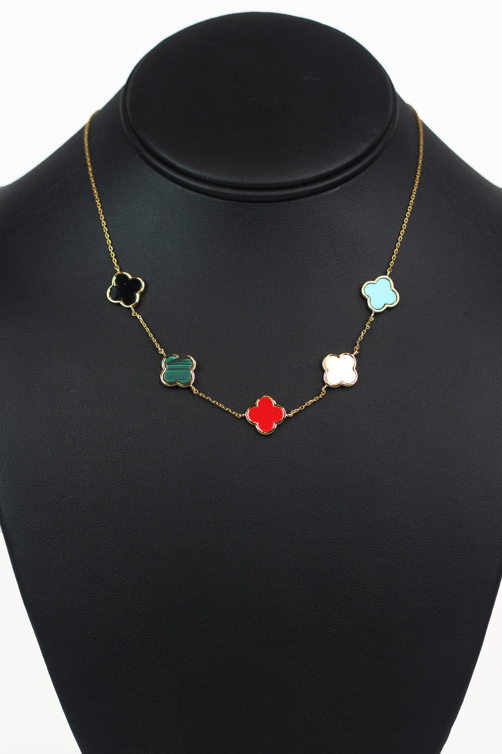 Dainty Chain 5 Multicolored Clover Necklace
