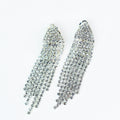 Pave Rhinestone Dangles Clip On Earrings