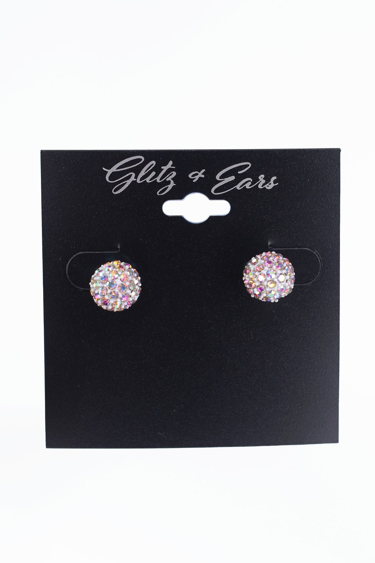 Pave Rhinestone Ball Stud Earrings