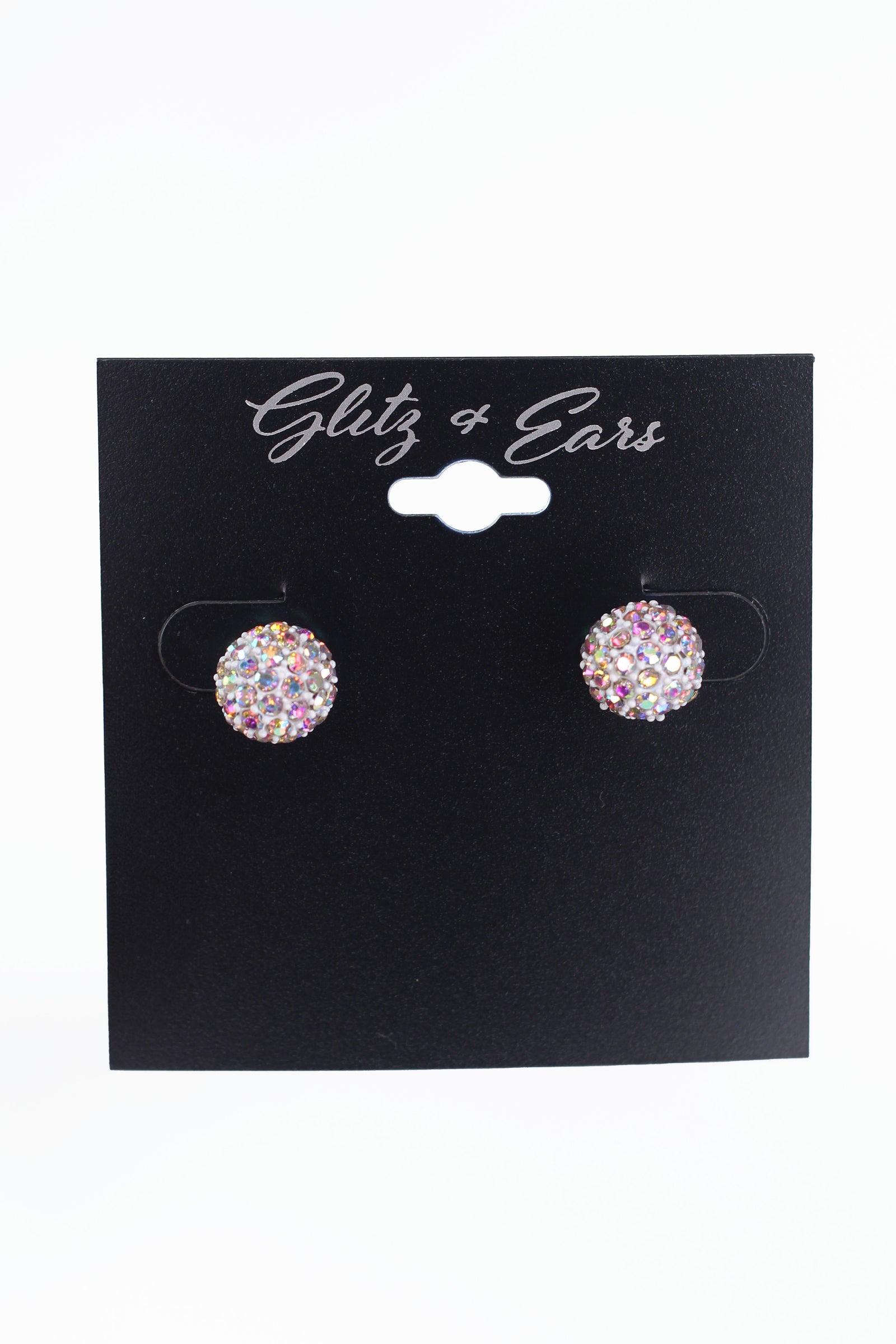 Pave Rhinestone Ball Stud Earrings