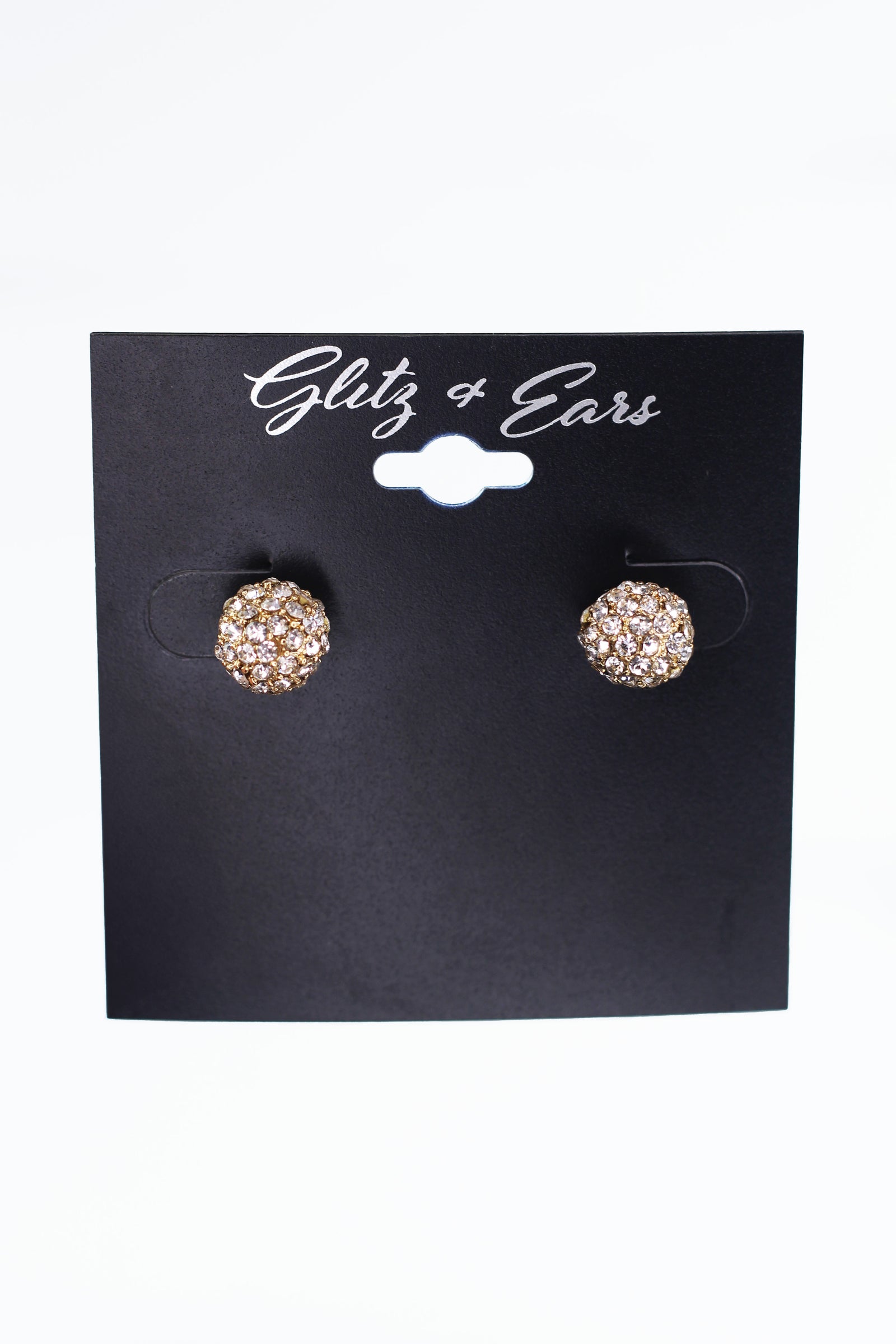 Pave Rhinestone Ball Stud Earrings