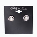 Square Pave Trimmed Pearl Stud Earrings